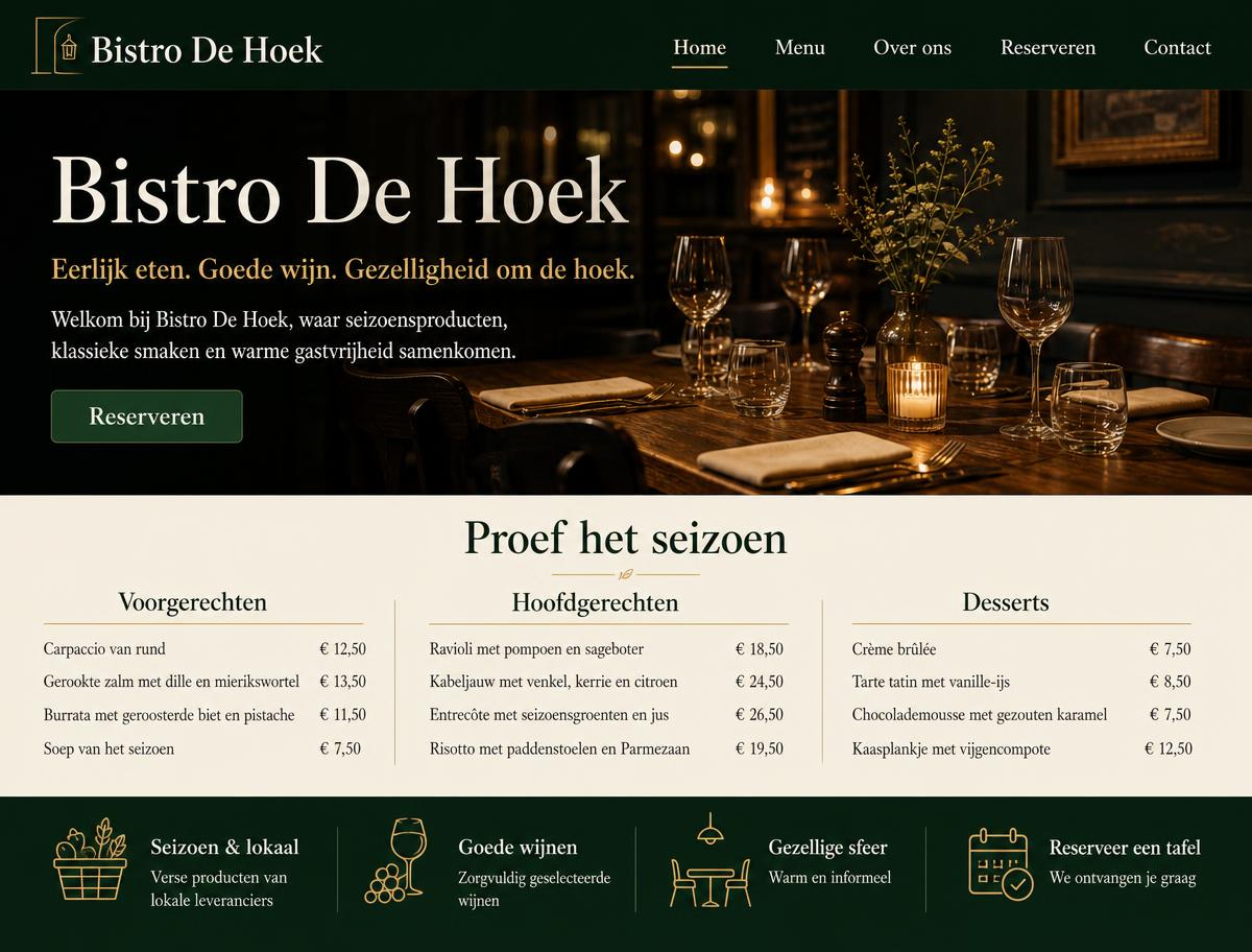 Screenshot van Bistro De Hoek