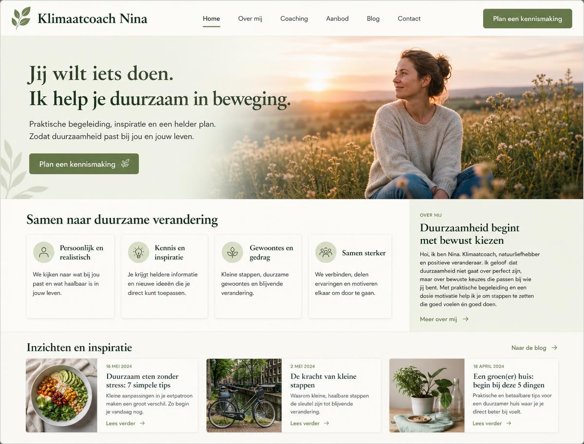 Screenshot van Klimaatcoach Nina
