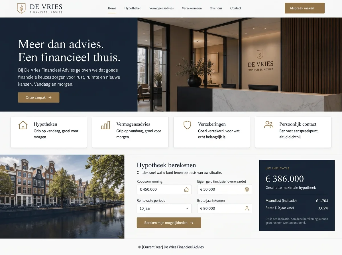 Screenshot van Financieel Advieskantoor De Vries